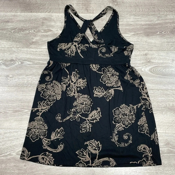 Sonoma Black and Tan Floral Sleeveless Crossback Cotton Modal Sundress PL - Picture 15 of 16